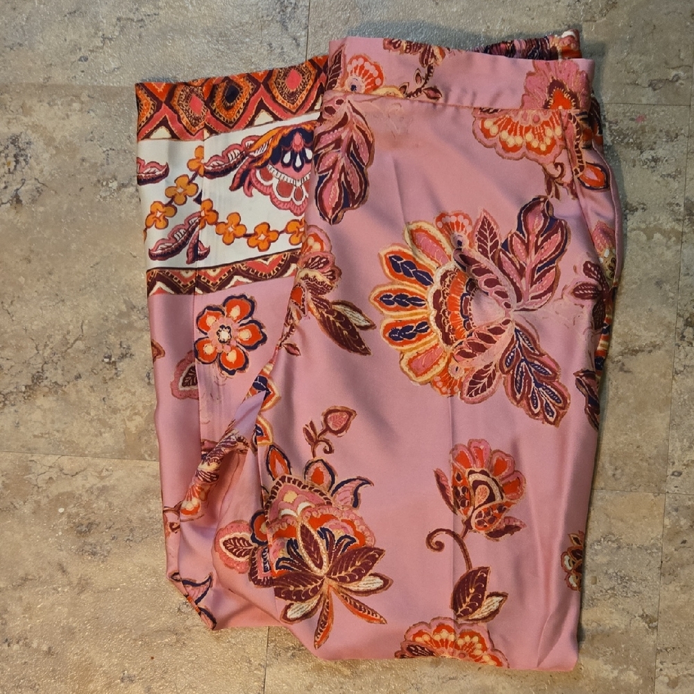 Zara Floral Print Satin Trousers
